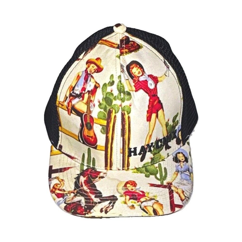 Harrods Trucker Hat Mesh Back Adjustable Western Graphic Print Multicolor OS